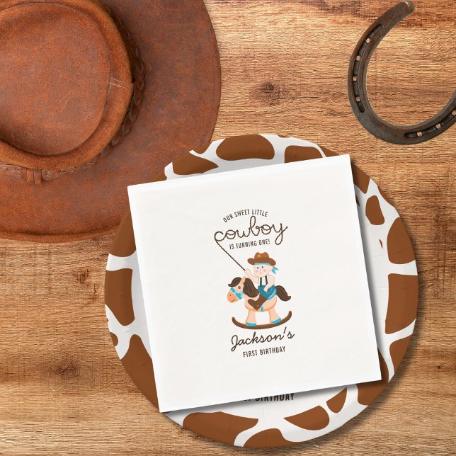 Western Cowboy Rocking Horse Boy Birthday Napkin (Creator Uploaded)