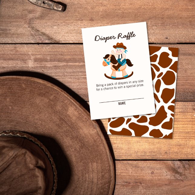 Western Cowboy Rocking Horse Boy Diaper Raffle Enclosure Card (Creator Uploaded)