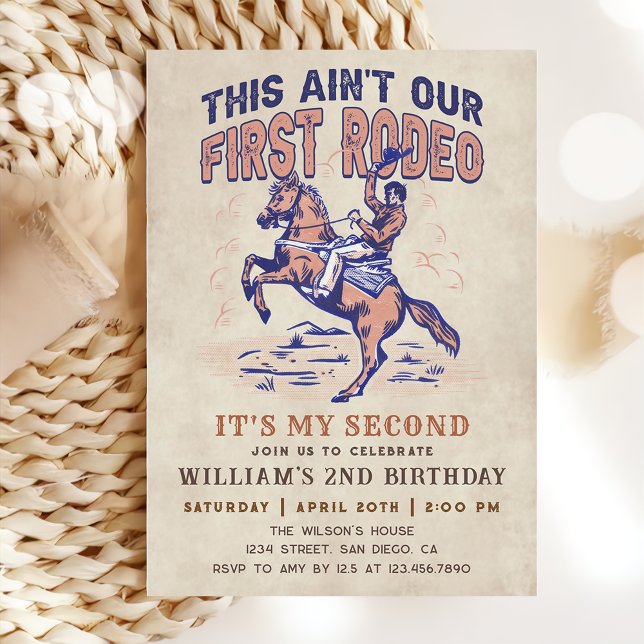 Western Cowboy Rodeo 2nd Birthday Party Invitation (Creator Uploaded)