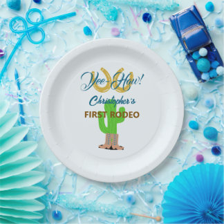 Western Cowboy Rodeo Birthday Paper Plate