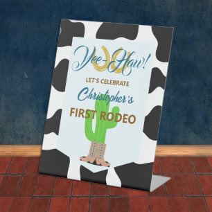 Western Cowboy Rodeo Birthday Pedestal Sign
