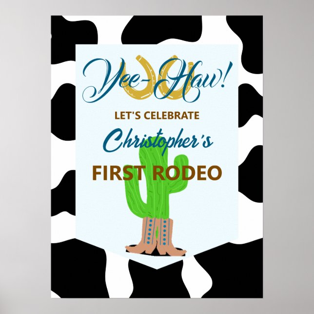 Western Cowboy Rodeo Birthday Poster (Front)