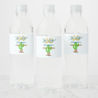 Western Cowboy Rodeo Birthday Water Bottle Label
