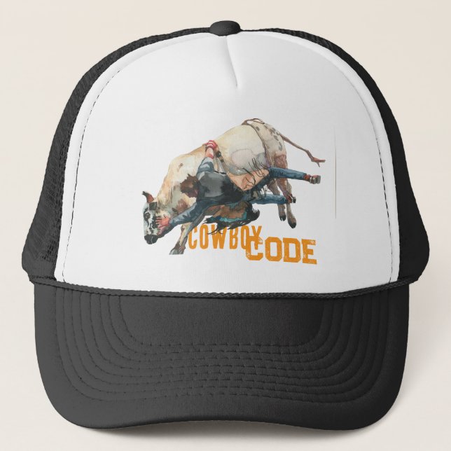 Western Cowboy Rodeo Bull Trucker Hat (Front)