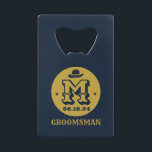 Western Cowboy Rustic Groomsmen Name Monogram<br><div class="desc">Personalised gifts for groomsmen with western cowboy theme. Decorated with cowboy hat with vintage western font. Text and background colour are editable using the Design Tool to fit your occasion. Get this customise gift for wedding,  bachelor party,  engagement party or any other special occasions.</div>