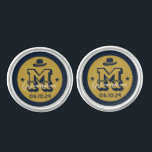 Western Cowboy Rustic Groomsmen Name Monogram Cufflinks<br><div class="desc">Personalised gifts for groomsmen with western cowboy theme. Decorated with cowboy hat with vintage western font. Text and background colour are editable using the Design Tool to fit your occasion. Get this customise gift for wedding,  bachelor party,  engagement party or any other special occasions.</div>