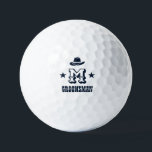 Western Cowboy Rustic Groomsmen Name Monogram Golf Balls<br><div class="desc">Personalised gifts for groomsmen with western cowboy theme. Decorated with cowboy hat with vintage western font. Text and colour are editable using the Design Tool to fit your occasion. Get this customise gift for wedding,  bachelor party,  engagement party or any other special occasions.</div>