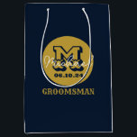 Western Cowboy Rustic Groomsmen Name Monogram Medium Gift Bag<br><div class="desc">Personalised gifts for groomsmen with western cowboy theme. Decorated with cowboy hat with vintage western font. Text and colour are editable using the Design Tool to fit your occasion. Get this customise gift for wedding,  bachelor party,  engagement party or any other special occasions.</div>