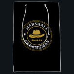 Western Cowboy Rustic Logo Personalised Groomsmen Medium Gift Bag<br><div class="desc">Personalised gifts for groomsmen with western cowboy theme. Decorated with cowboy hat with vintage western font. Text and colour are editable using the Design Tool to fit your occasion. Get this customise gift for wedding,  bachelor party,  engagement party or any other special occasions.</div>