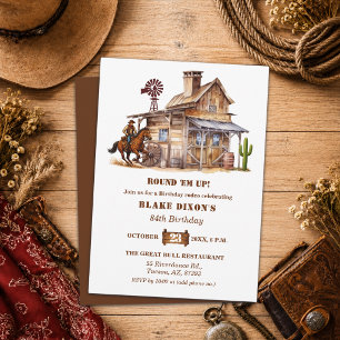 Western Cowboy Saloon 84th Birthday Party Invitation