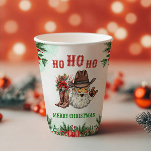 Western Cowboy Santa Christmas Party  Paper Cups