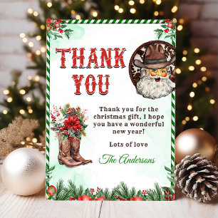 Western Cowboy Santa Christmas Party Thank You Card