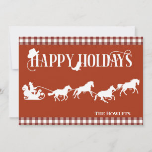 Western Cowboy Santa Sled Horse Christmas Holiday Card