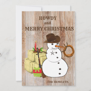 Western Cowboy Snowman Christmas Holiday Card