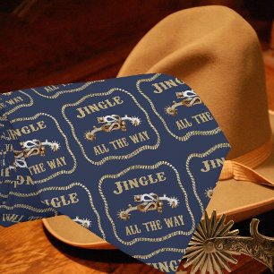 Western Cowboy Spurs Jingle All The Way Blue Tie