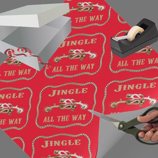 Western Cowboy Spurs Jingle All The Way Wrapping Paper (Creator Uploaded)