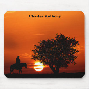 Western Cowboy Sunset Mouse Pad