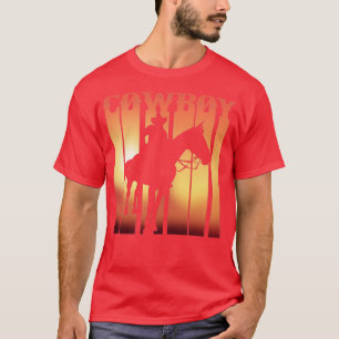 Western Cowboy Sunset Vintage Distressed T-Shirt