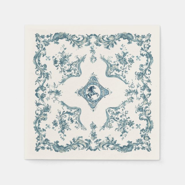 Western Cowboy Toile de Jouy Bandanna Design Horse Napkin (Front)