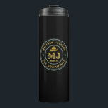 Western Cowboy Vintage Gold Monogram Groomsmen Thermal Tumbler<br><div class="desc">Personalised gifts for groomsmen and best man with western cowboy theme. Decorated with cowboy hat with vintage western font. Text and colour are editable using the Design Tool to fit your occasion. Get this customise gift for wedding,  bachelor party,  engagement party or any other special occasions.</div>