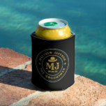 Western Cowboy Vintage Logo Monogram Groomsmen Can Cooler<br><div class="desc">Personalised gifts for groomsmen with western cowboy theme. Decorated with cowboy hat with vintage western font. Text and colour are editable using the Design Tool to fit your occasion. Get this customise gift for wedding,  bachelor party,  engagement party or any other special occasions.</div>