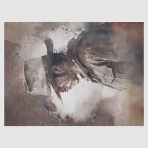 Western Cowboy Watercolor Decoupage Tissue Paper