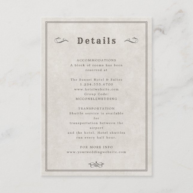 Western cowboy wedding details card (Front)