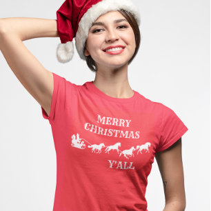 Western Cowboy Y'all Merry Christmas T-Shirt