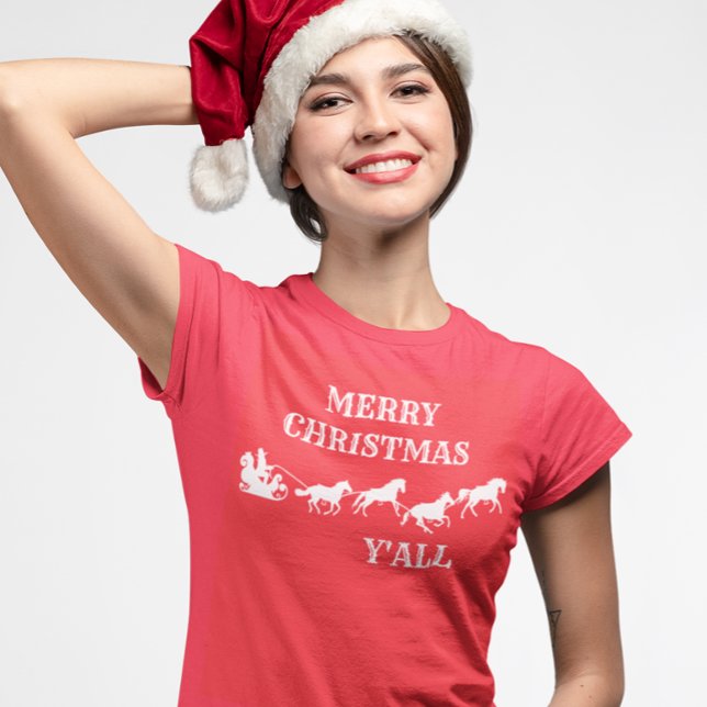 Western Cowboy Y'all Merry Christmas T-Shirt (Creator Uploaded)
