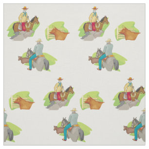 Western Cowboys And  Cow ANY COLOR Fabric