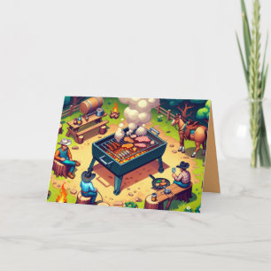 Western Cowboys Cooking Grilling Custom Card