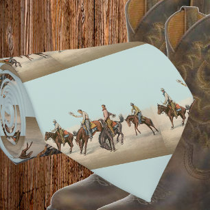 Western Cowboys On Bucking Horses Tie