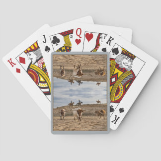 Western Cowboys with Longhorn Cattle Mirror Playing Cards