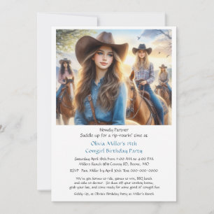Western Cowgirl 15th Birthday Party Invitation
