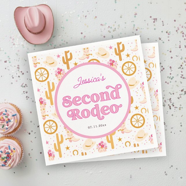 Western Cowgirl 2nd Rodeo Birthday Party Napkin (Creator Uploaded)