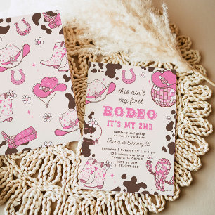 Western cowgirl 2nd Rodeo photo Birthday party Invitation