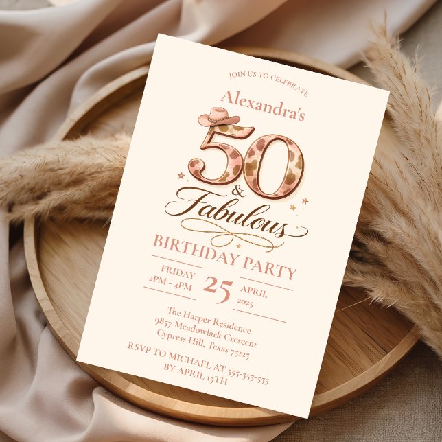 Western Cowgirl 50 & Fabulous Birthday Invitation (Creator Uploaded)