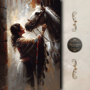 Western Cowgirl and Horse Art Decoupage Tissue Paper