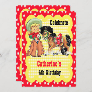 Western Cowgirl And Horse Birthday Party Invitatio Invitation