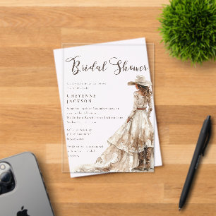 Western Cowgirl and Lace Bridal Shower  Acrylic Invitations