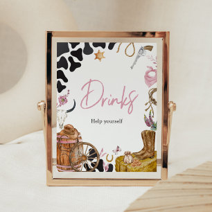Western Cowgirl Baby Shower Drinks Poster