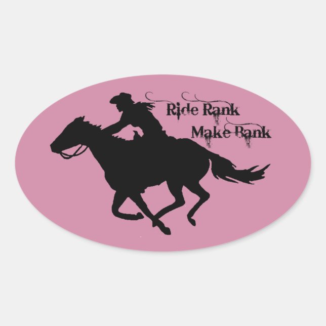 Western Cowgirl Barrel Racer Ride Rank Sticker (Front)