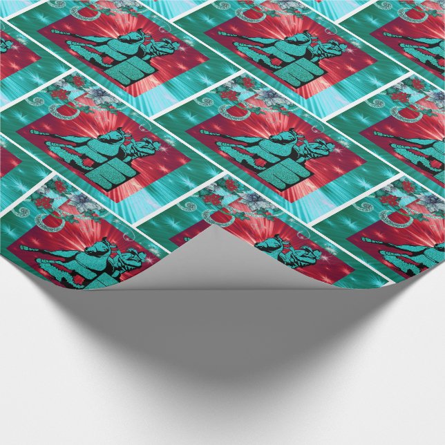 Western Cowgirl Barrel Racing Holiday Gift Warp Wrapping Paper (Corner)