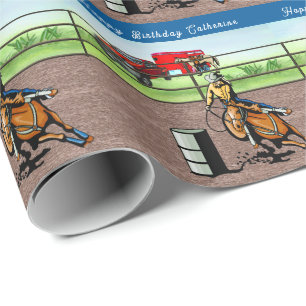 Western Cowgirl Barrel Racing Personalised Wrapping Paper