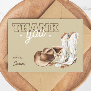 Western Cowgirl Beige Dirty Thirty 30th Birthday Thank You Card