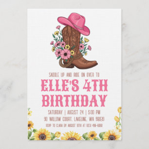 western cowgirl birthday invitations