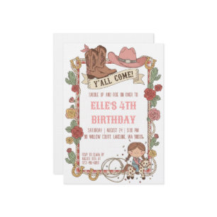 western cowgirl birthday invitations