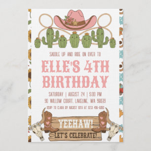 western cowgirl birthday invitations