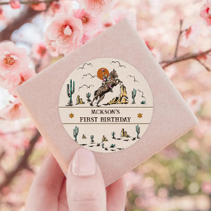 Western Cowgirl Birthday Party Classic Round Sticker