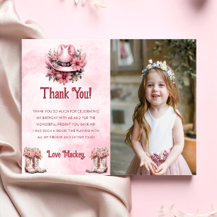 Western Cowgirl Birthday Party Photo Thank You Card